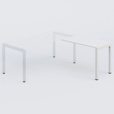 Gamme K3 - Extensions - Plans droits - Retour direct 100x60cm sur pied, plateau blanc, structure blanc
