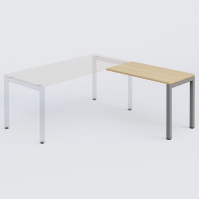 Gamme K3 - Extensions - Plans droits - K3- Retour direct 100x60 sur pied- -Finitions : PLATEAUX: CHENE (CE) / PIETEMENTS: ALUMINIUM (AL ) / 