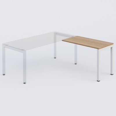 Gamme K3 - Extensions - Plans droits - K3- Retour direct 100x60 sur pied- -Finitions : PLATEAUX: NOYER (NO) / PIETEMENTS: BLANC (BL ) / 