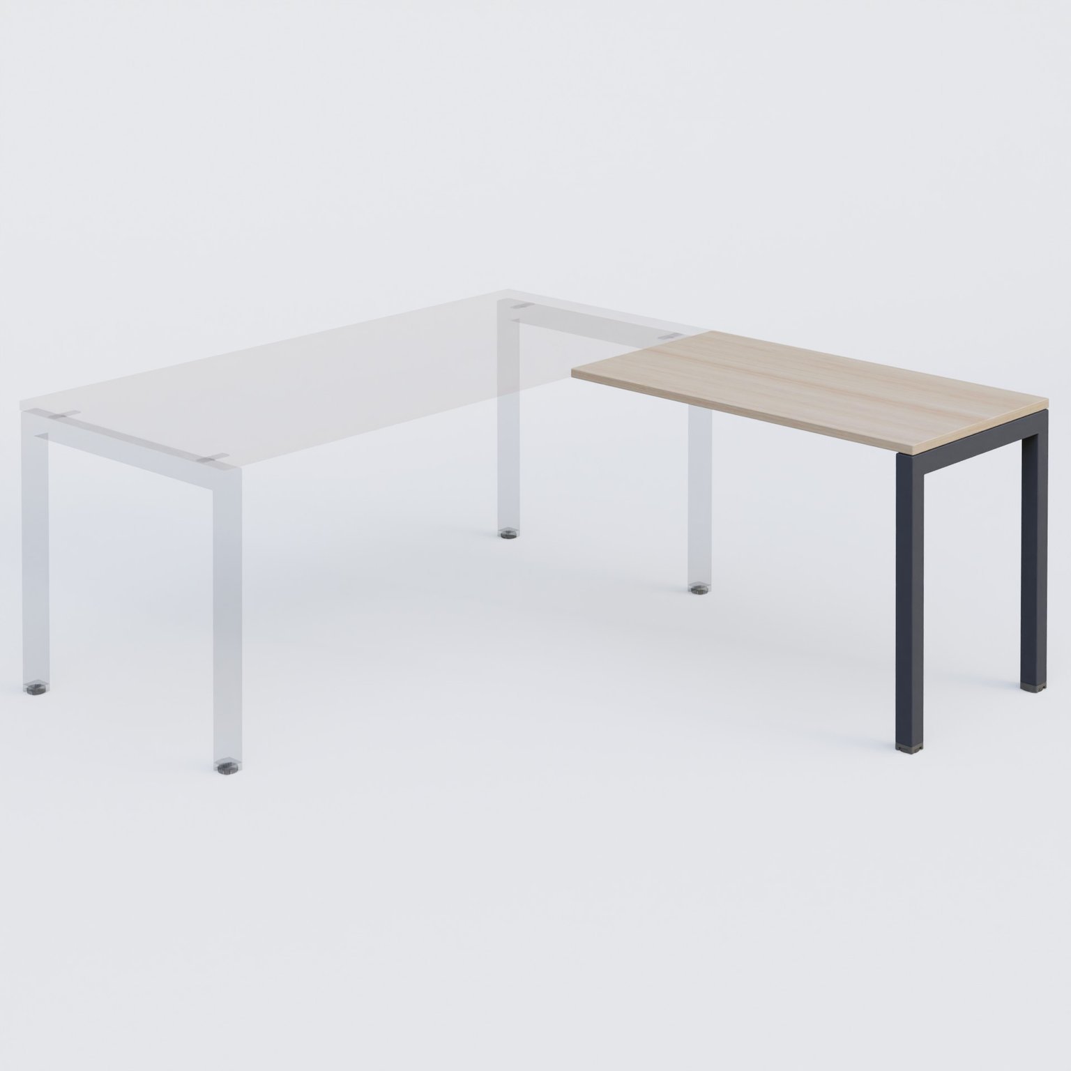Retour direct 120x60cm sur pied, plateau acacia, structure anthracite
