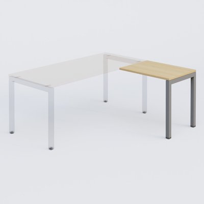 [Pas de famille] - [Pas de sous famille] - K3 retour direct 80x60cm sur pieds P.60cm. Plateau Chêne clair et pietement Aluminium