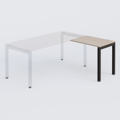 [Pas de famille] - [Pas de sous famille] - K3 retour direct 80x60cm sur pieds P.60cm. Plateau Acacia et pietement Noir Mat