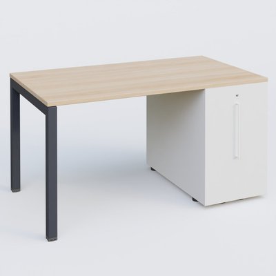 [Pas de famille] - [Pas de sous famille] - K3 Plateau droit 140x80 avec tour de rangement sous le plateau à droite. Plateau Hêtre et pietement Anthracite