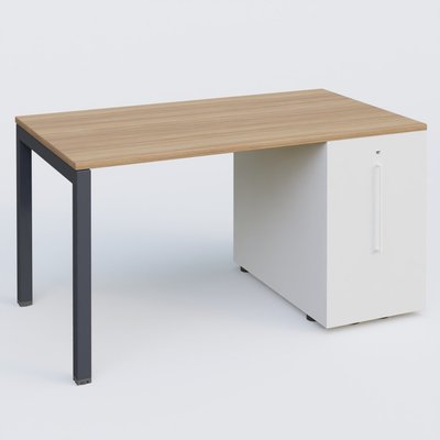 [Pas de famille] - [Pas de sous famille] - K3 Plateau droit 140x80 avec tour de rangement sous le plateau à droite. Plateau Noyer et pietement Anthracite