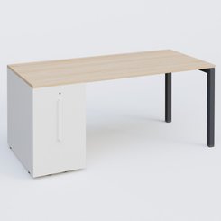 [Pas de famille] - [Pas de sous famille] - K3 Plateau droit 160x80 avec tour de rangement sous le plateau à gauche. Plateau Hêtre et pietement Anthracite