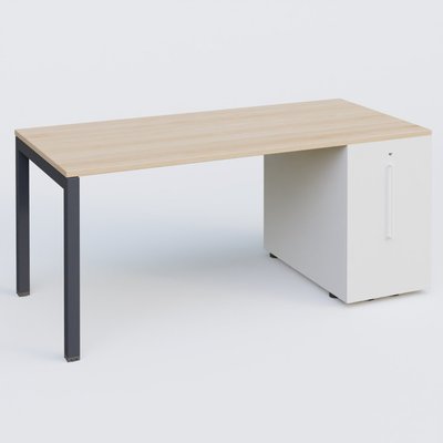 [Pas de famille] - [Pas de sous famille] - K3 Plateau droit 180x80 avec tour de rangement sous le plateau à droite. Plateau Hêtre et pietement Anthracite