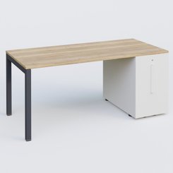 [Pas de famille] - [Pas de sous famille] - K3 Plateau droit 180x80 avec tour de rangement sous le plateau à droite. Plateau Chêne naturel et pietement Anthracite