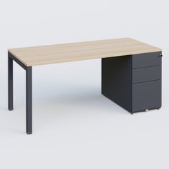 [Pas de famille] - [Pas de sous famille] - K3 Plateau droit 180x80 avec caisson métalique sous le plateau. Plateau Hêtre et pietement Anthracite