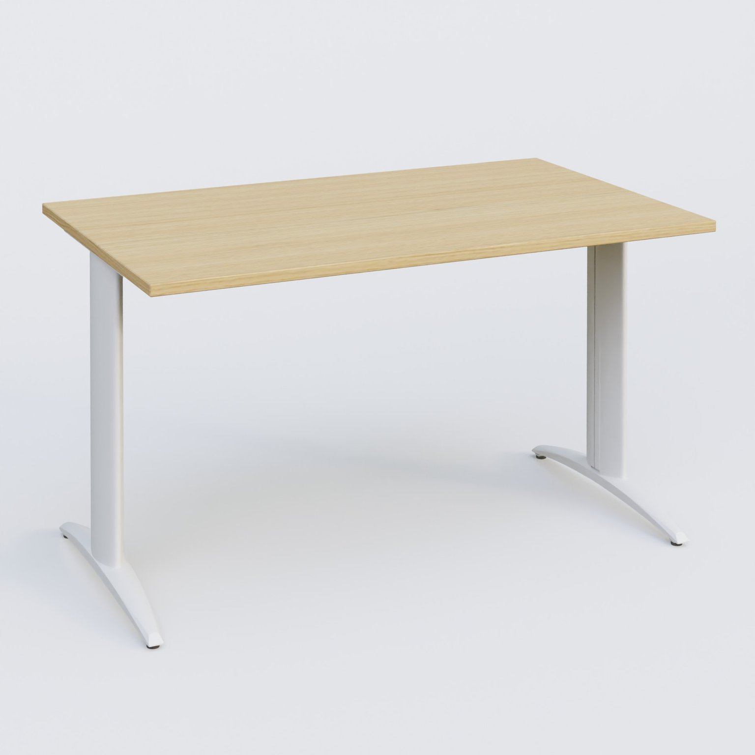 K2 Plateau droit 120x80 pieds fixe. Plateau Chêne clair et pietement Blanc