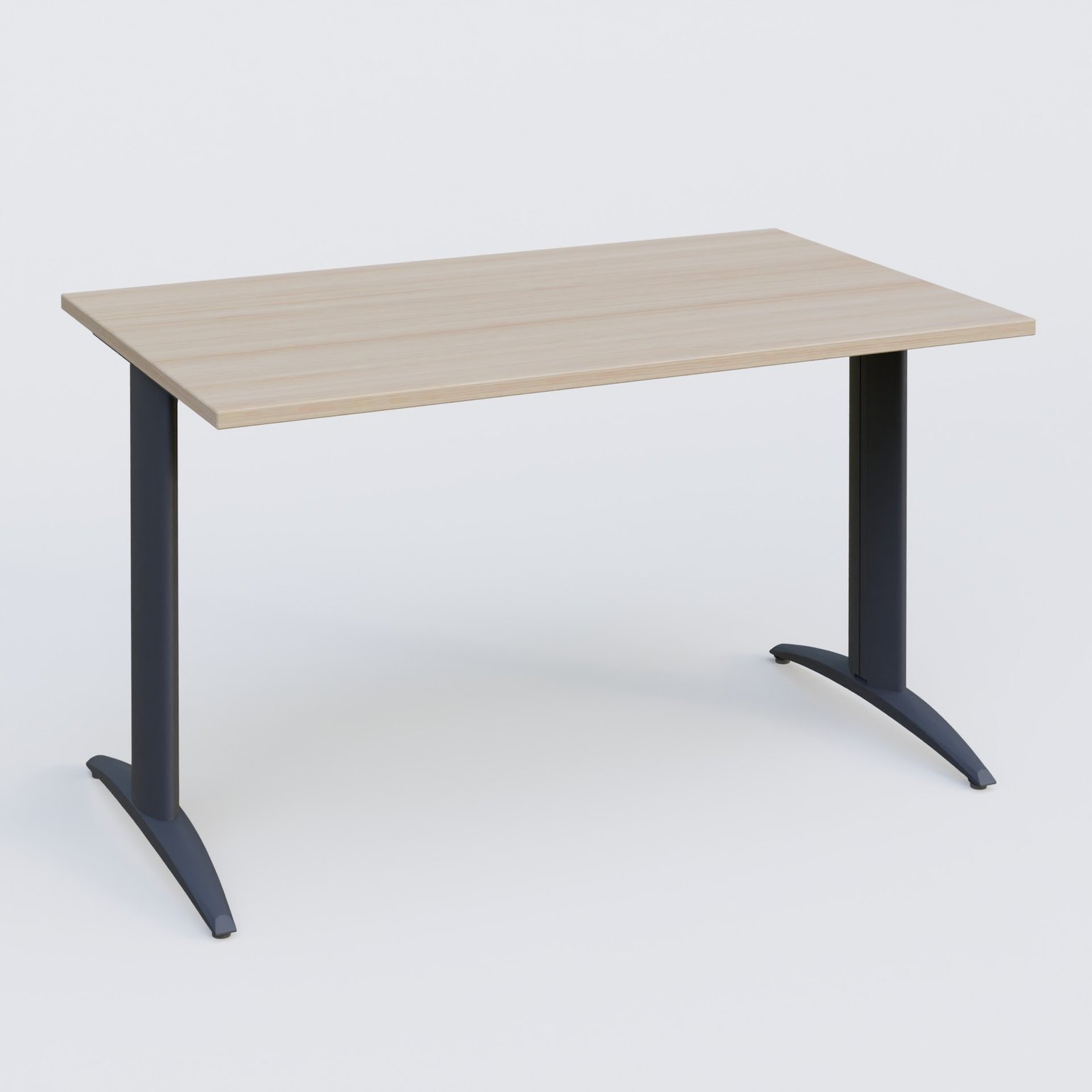 Plan droit, pieds fixes, 140x70cm, plateau acacia, structure anthracite