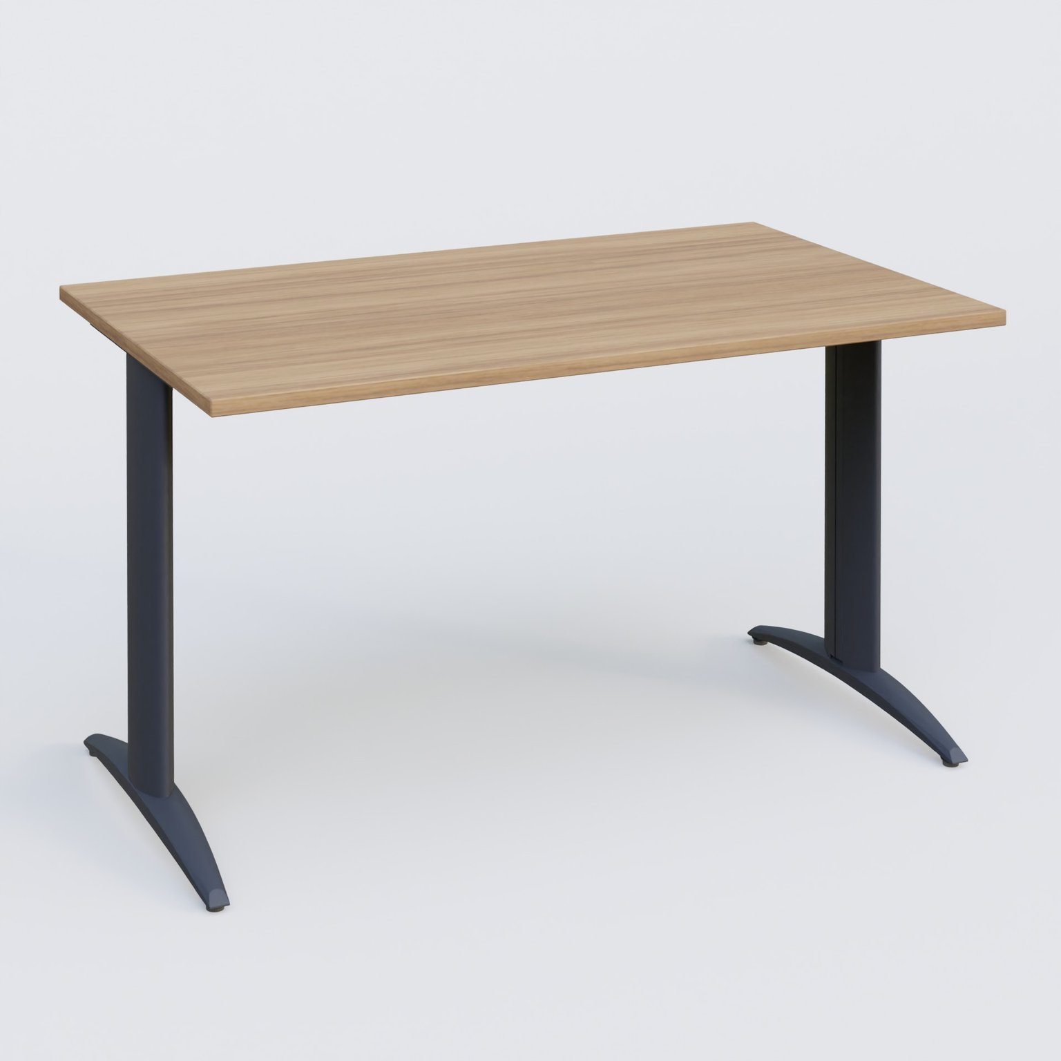 K2 Plateau droit 140x70 pieds fixe. Plateau Noyer et pietement Anthracite