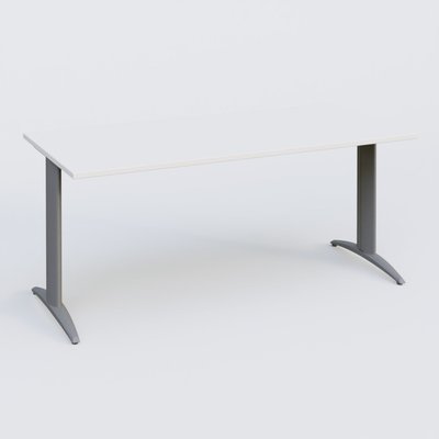 Gamme K2 - Plans droits - Plan droit, pieds fixes, 160x70cm, plateau blanc, structure aluminium