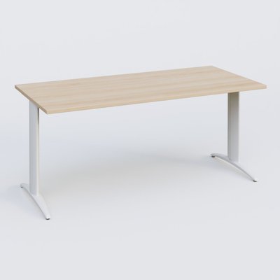 Gamme K2 - Plans droits - Plan droit, pieds fixes, 160x70cm, plateau hêtre, structure blanc