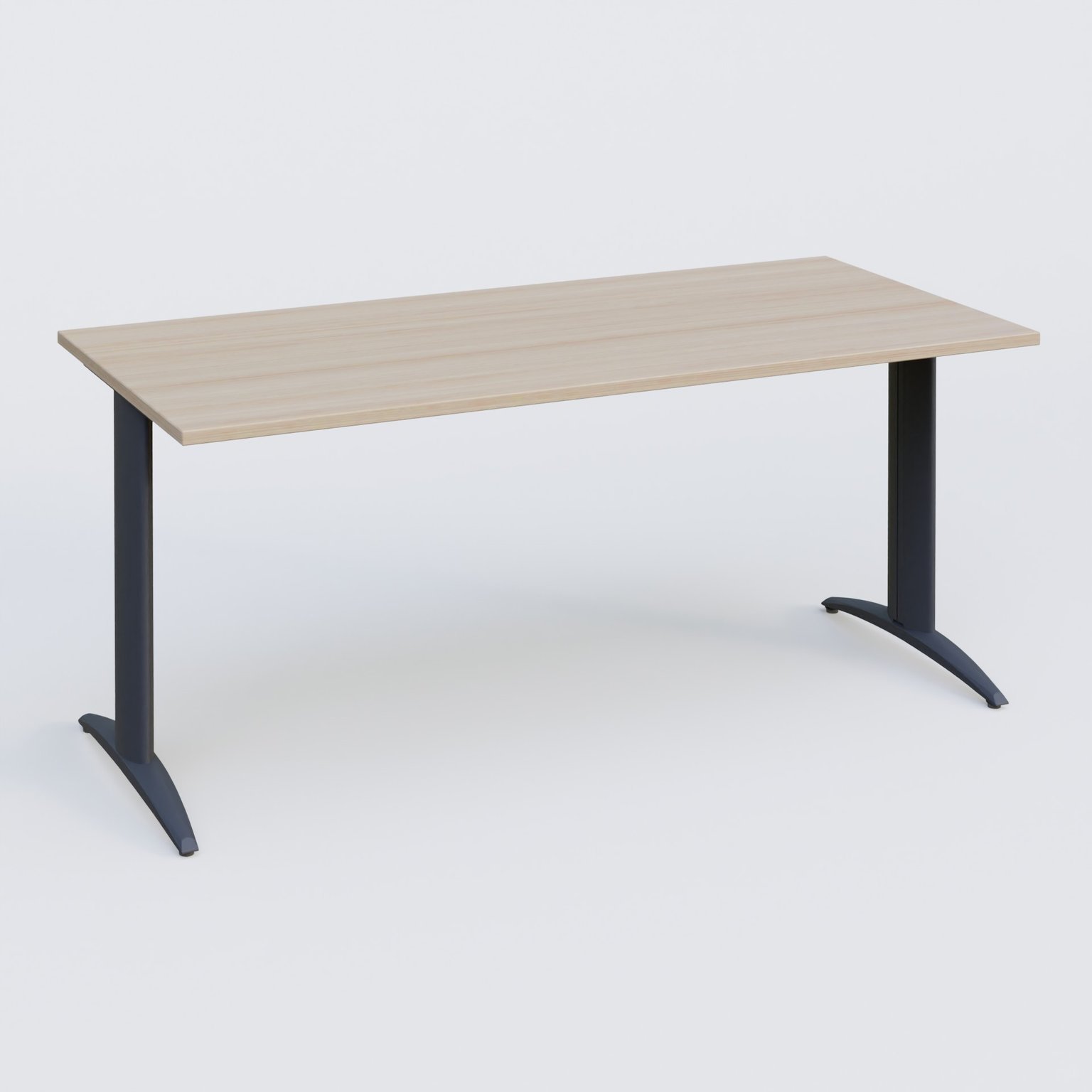 Plan droit, pieds fixes, 160x70cm, plateau acacia, structure anthracite