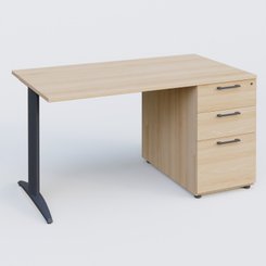 [Pas de famille] - [Pas de sous famille] - K2 Plateau droit 140x80 avec caisson porteur mélamine sous le plateau. Plateau , caisson Hêtre et pietement Anthracite