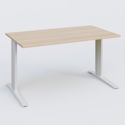 Gamme K1 - Plans droits - K1 Plateau droit 140x80 pieds fixe. Plateau Hêtre et pietement Blanc