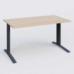 Gamme K1 - Plans droits - K1 Plateau droit 140x80 pieds fixe. Plateau Hêtre et pietement Anthracite