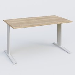 [Pas de famille] - [Pas de sous famille] - K1 Plateau droit 140x80 pieds fixe. Plateau Chêne naturel et pietement Blanc
