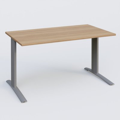 Gamme K1 - Plans droits - K1 Plateau droit 140x80 pieds fixe. Plateau Noyer et pietement Aluminium