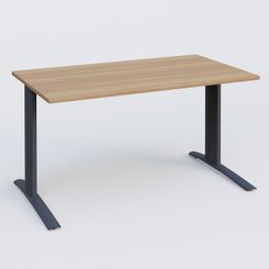 Gamme K1 - Plans droits - K1 Plateau droit 120x80 pieds fixe. Plateau Noyer et pietement Anthracite