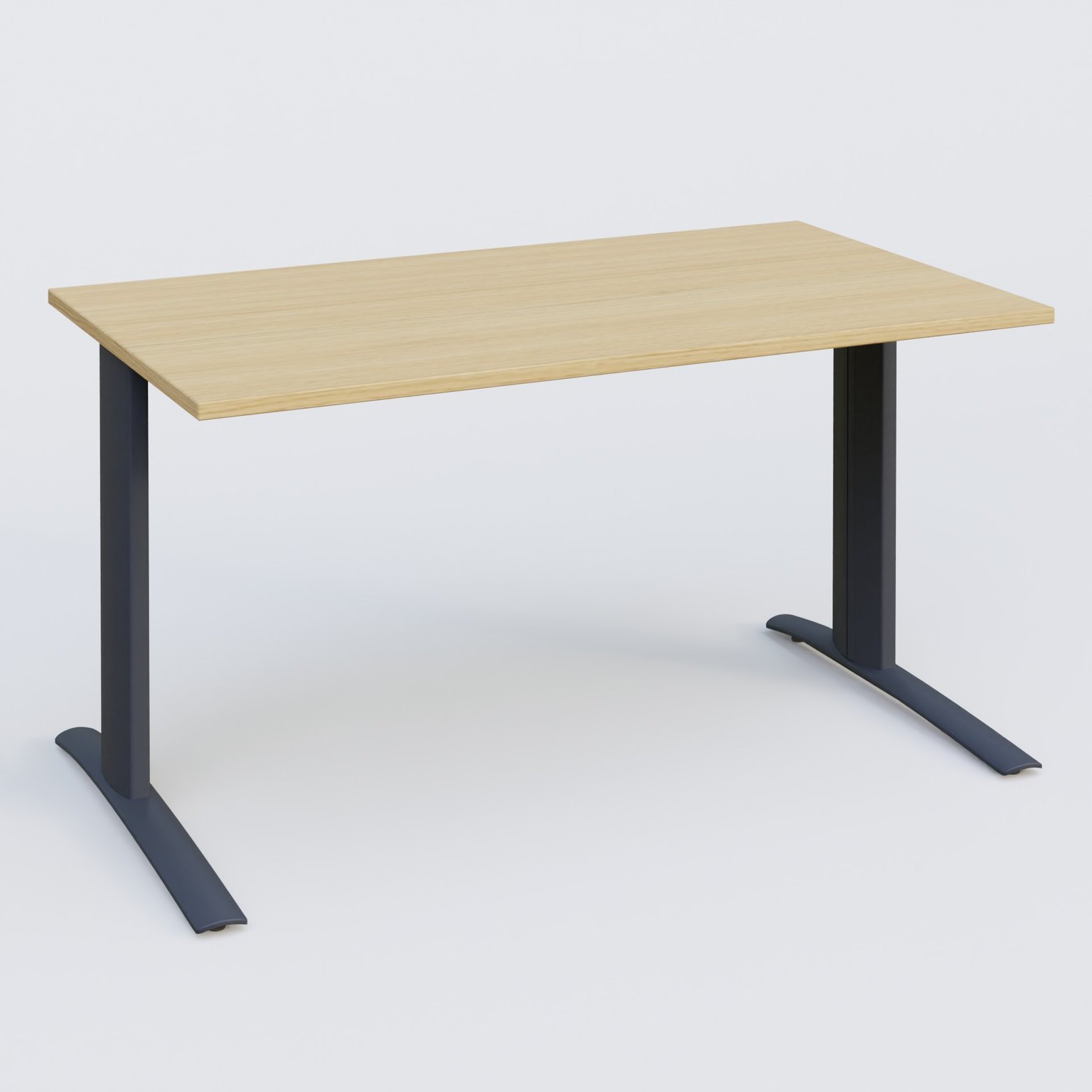 K1 Plateau droit 120x80 pieds fixe. Plateau Chêne clair et pietement Anthracite