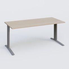 Gamme K1 - Plans droits - K1 Plateau droit 180x80 pieds fixe. Plateau Acacia et pietement Aluminium