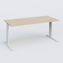 Gamme K1 - Plans droits - K1 Plateau droit 160x80 pieds fixe. Plateau Hêtre et pietement Blanc