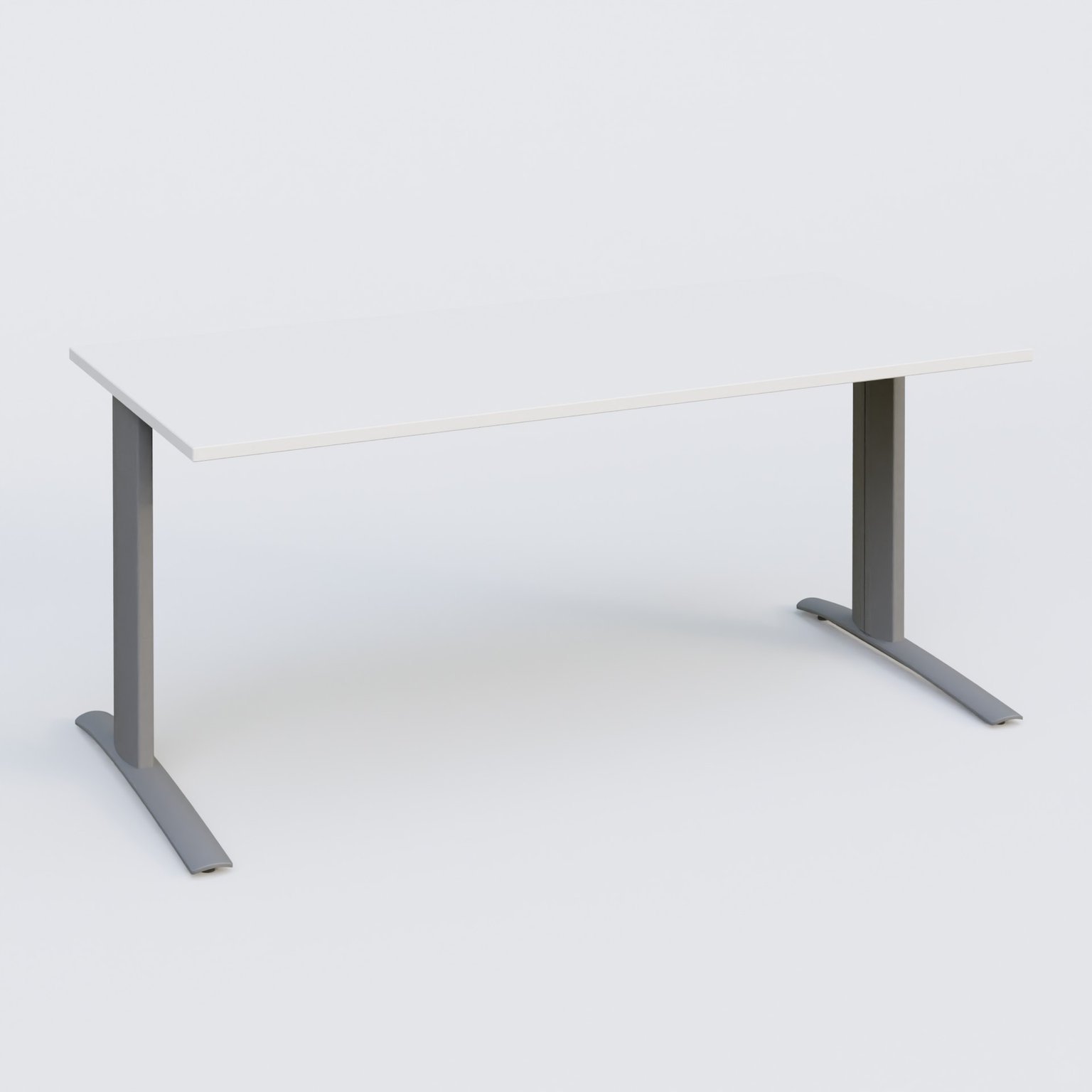 K1 Plateau droit 180x80 pieds fixe. Plateau Blanc et pietement Aluminium