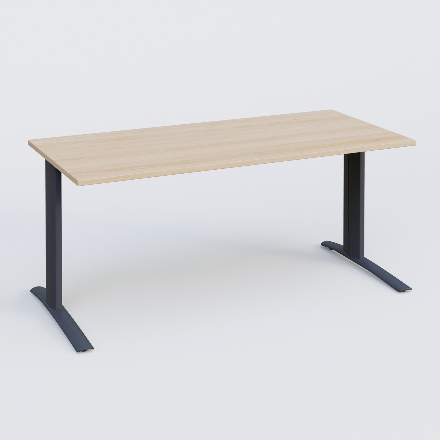 K1 Plateau droit 180x80 pieds fixe. Plateau Hêtre et pietement Anthracite