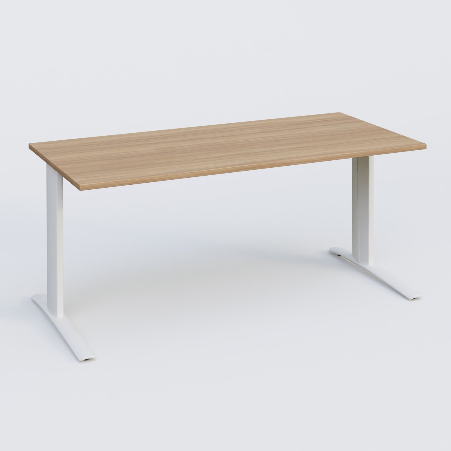 K1 Plateau droit 180x80 pieds fixe. Plateau Noyer et pietement Blanc