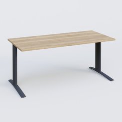 [Pas de famille] - [Pas de sous famille] - K1 Plateau droit 180x80 pieds fixe. Plateau Chêne naturel et pietement Anthracite