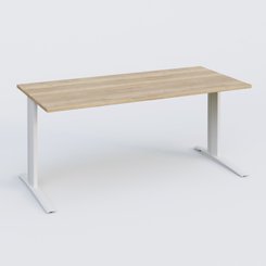 [Pas de famille] - [Pas de sous famille] - K1 Plateau droit 180x80 pieds fixe. Plateau Chêne naturel et pietement Blanc