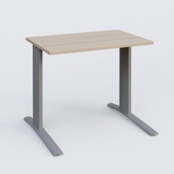 Gamme K1 - Plans droits - K1 Plateau droit 80x60 pieds fixe. Plateau Acacia et pietement Aluminium