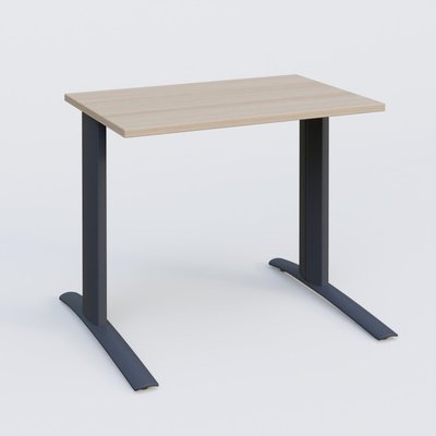 Gamme K1 - Plans droits - K1 Plateau droit 80x60 pieds fixe. Plateau Acacia et pietement Anthracite