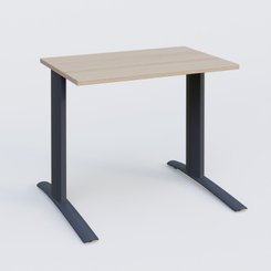 Gamme K1 - Plans droits - K1 Plateau droit 80x60 pieds fixe. Plateau Acacia et pietement Anthracite