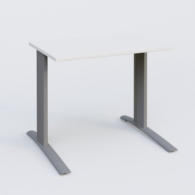 Gamme K1 - Plans droits - K1 Plateau droit 80x60 pieds fixe. Plateau Blanc et pietement Aluminium