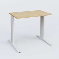 Gamme K1 - Plans droits - K1 Plateau droit 80x60 pieds fixe. Plateau Chêne clair et pietement Blanc