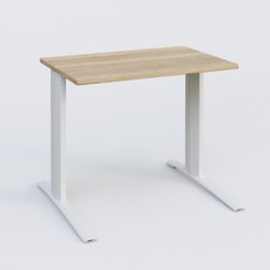 [Pas de famille] - [Pas de sous famille] - K1 Plateau droit 80x60 pieds fixe. Plateau Chêne naturel et pietement Blanc
