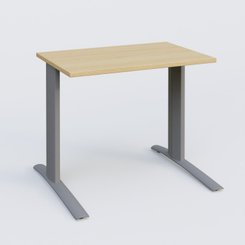 Gamme K1 - Plans droits - K1 Plateau droit 80x60 pieds fixe. Plateau Chêne clair et pietement Aluminium