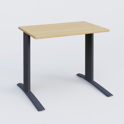 Gamme K1 - Plans droits - K1 Plateau droit 80x60 pieds fixe. Plateau Chêne clair et pietement Anthracite