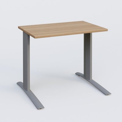 Gamme K1 - Plans droits - K1 Plateau droit 80x60 pieds fixe. Plateau Noyer et pietement Aluminium