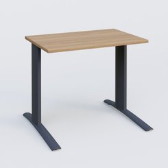 Gamme K1 - Plans droits - K1 Plateau droit 80x60 pieds fixe. Plateau Noyer et pietement Anthracite