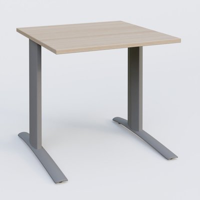 Gamme K1 - Plans droits - K1 Plateau droit 80x80 pieds fixe. Plateau Acacia et pietement Aluminium