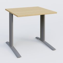 Gamme K1 - Plans droits - K1 Plateau droit 80x80 pieds fixe. Plateau Chêne clair et pietement Aluminium