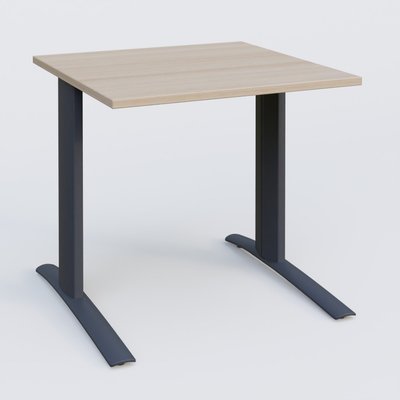 Gamme K1 - Plans droits - K1 Plateau droit 80x80 pieds fixe. Plateau Acacia et pietement Anthracite