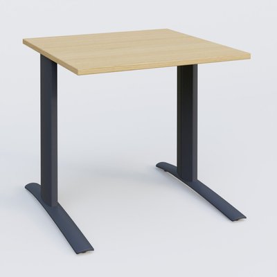 Gamme K1 - Plans droits - K1 Plateau droit 80x80 pieds fixe. Plateau Chêne clair et pietement Anthracite