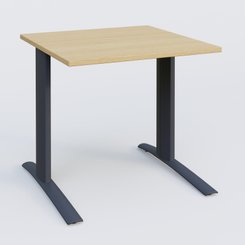 Gamme K1 - Plans droits - K1 Plateau droit 80x80 pieds fixe. Plateau Chêne clair et pietement Anthracite