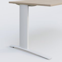 Gamme K1 - Plans droits - K1 Plateau droit 80x80 pieds fixe. Plateau Acacia et pietement Blanc