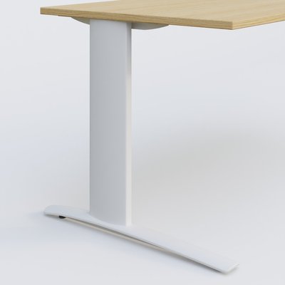 Gamme K1 - Plans droits - K1 Plateau droit 100x60 pieds fixe. Plateau Chêne clair et pietement Blanc