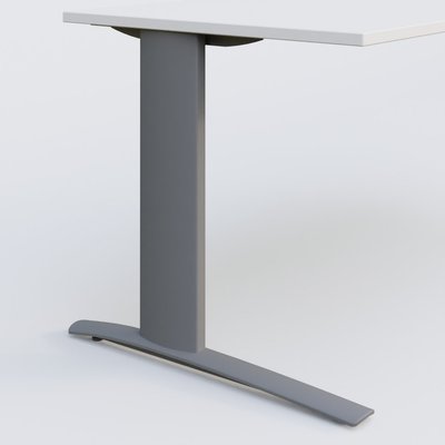 Gamme K1 - Plans droits - K1 Plateau droit 100x60 pieds fixe. Plateau Blanc et pietement Aluminium